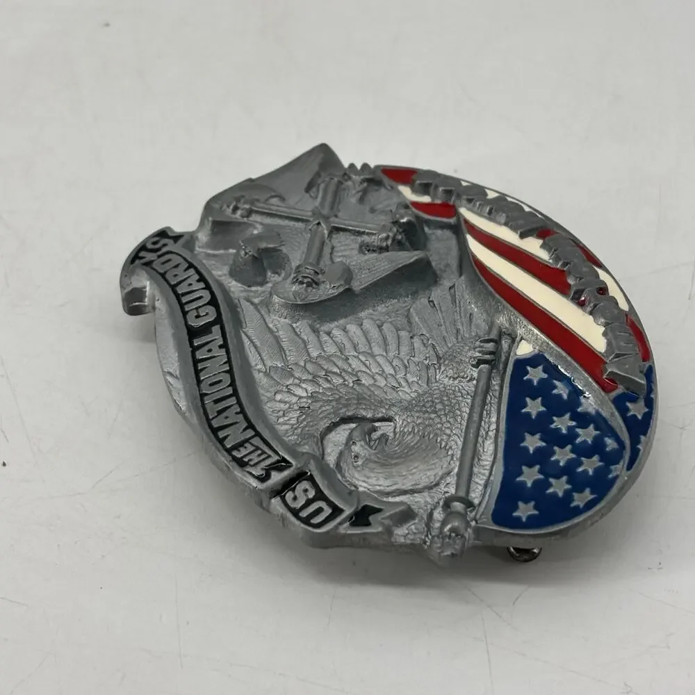 US National Guard Belt Buckle Great American Hero USA Pewter